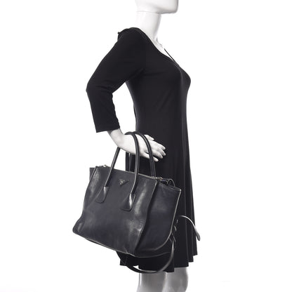 Prada Glace Calfskin Twin Pocket Tote Baltico 2 of 18