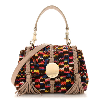 Chloe Cashmere Knit Calfskin Mini Penelope Soft Shoulder Bag Woodrose Multicolor 1 of 12