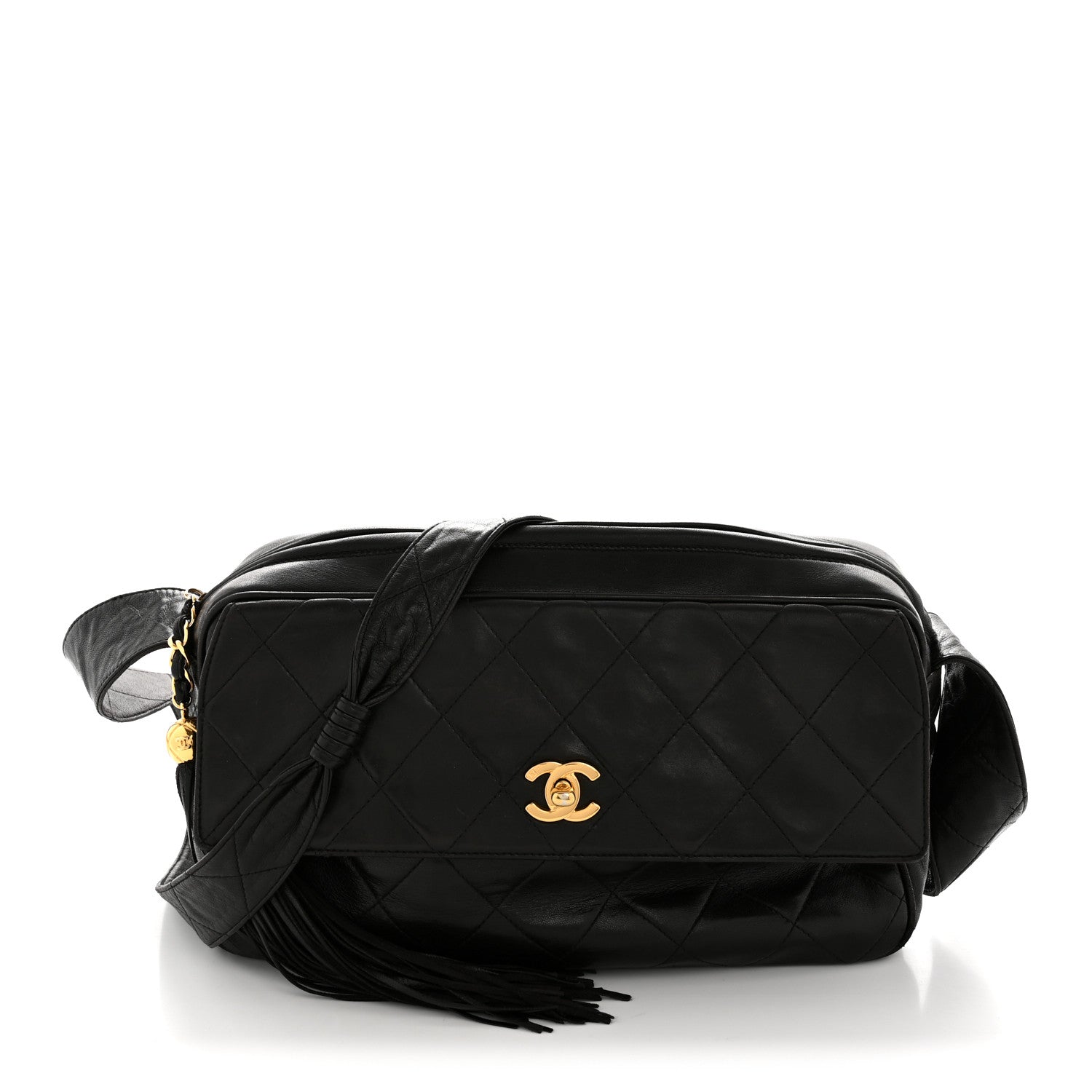 Chanel Lambskin Quilted Tassel Camera Case Black 1 of 16