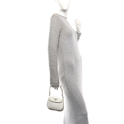 Prada Spazzolato Mini Cleo Flap Adjustable Strap Shoulder Bag White 2 of 9
