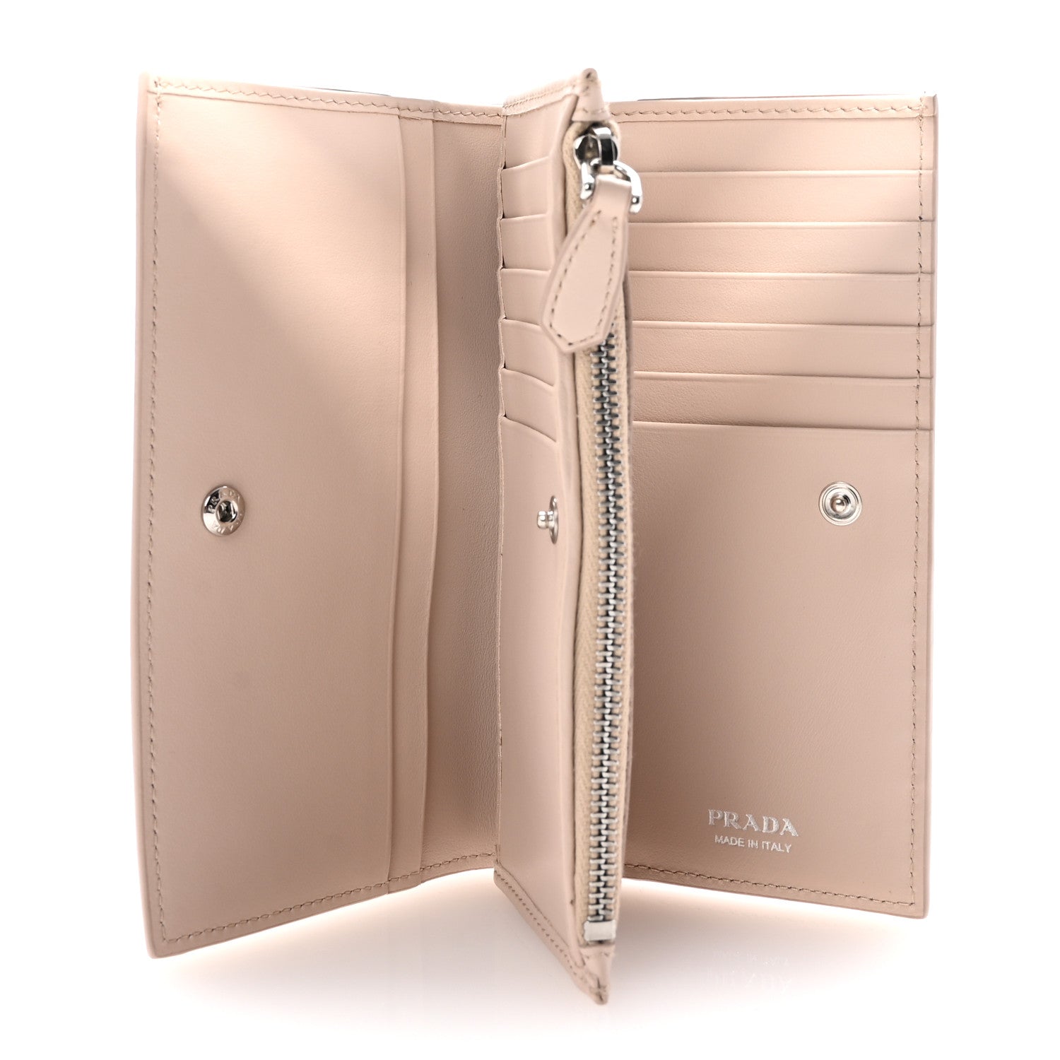 Prada Vitello Daino Triangle Continental Zip Wallet Ninfea 5 of 8
