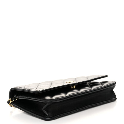 Chanel Lambskin Quilted Wallet On Chain WOC Black 4 of 12