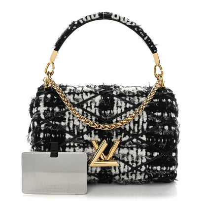 Louis Vuitton Tweed Malletage Top Handle GO-14 PM White Black 3 of 10