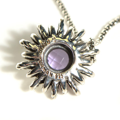David Yurman Sterling silver Amethyst 7mm Starburst Pendant Necklace 10 of 14