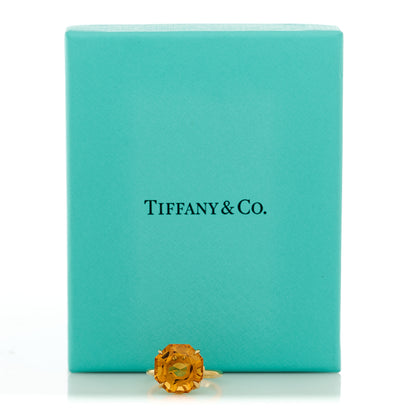 Tiffany 18K Yellow Gold Citrine Octagonal Sparklers Cocktail Ring 55 7.25 6 of 6
