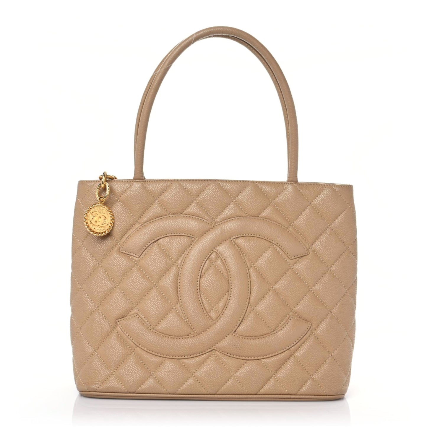 Caviar Quilted Medallion Tote Beige