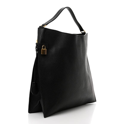 Tom Ford Pebbled Calfskin Large Alix Padlock Zip Hobo Bag Black 3 of 9