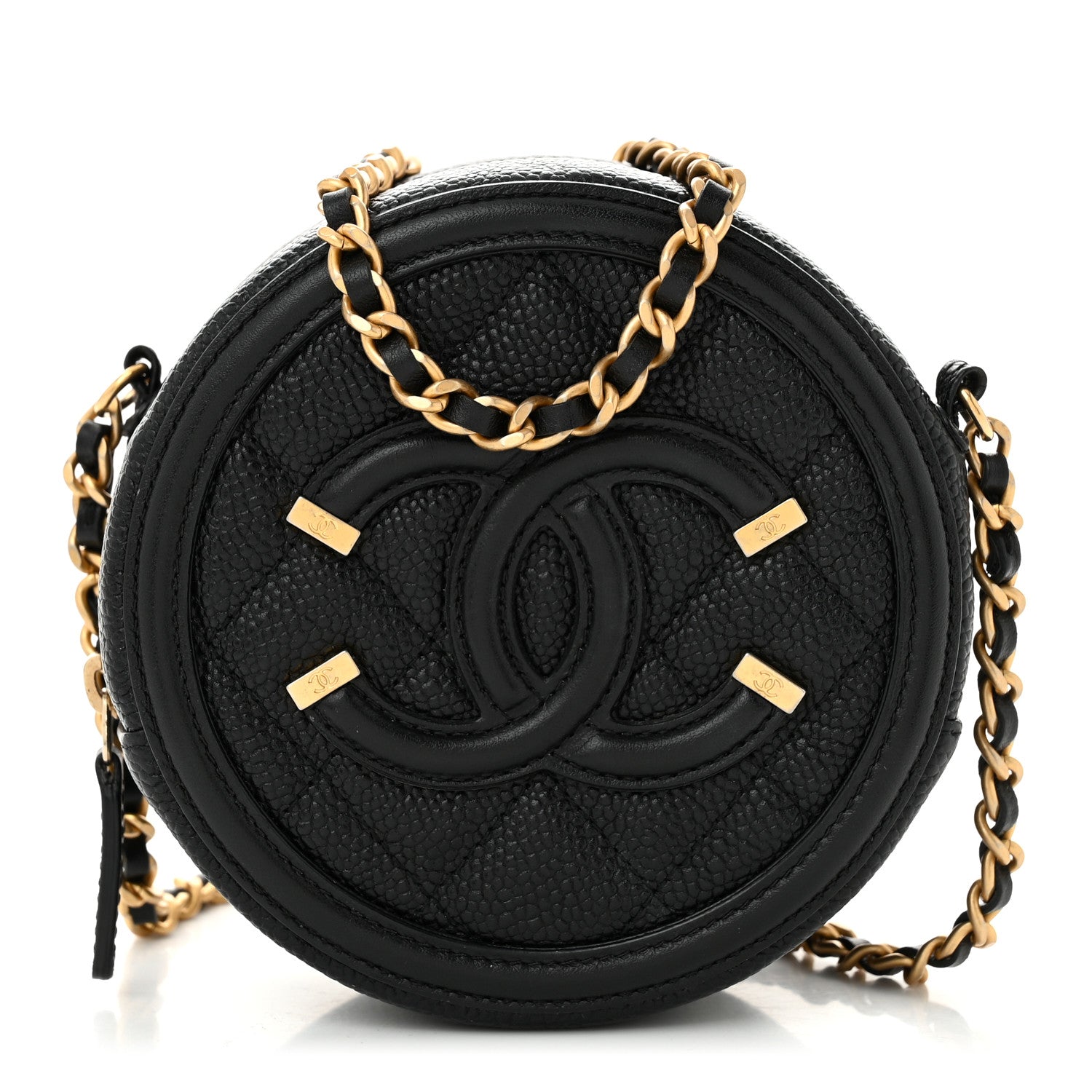 Chanel Caviar Quilted Round Filigree Crossbody Black 1 of 9