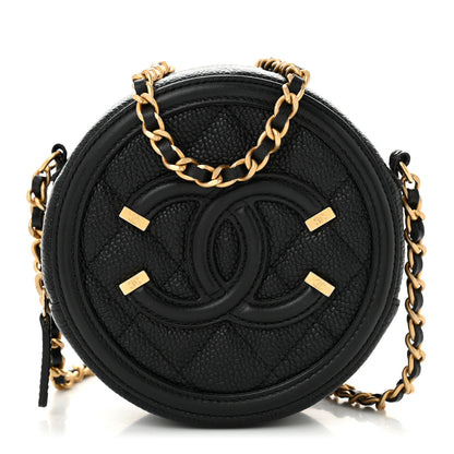Chanel Caviar Quilted Round Filigree Crossbody Black 1 of 9