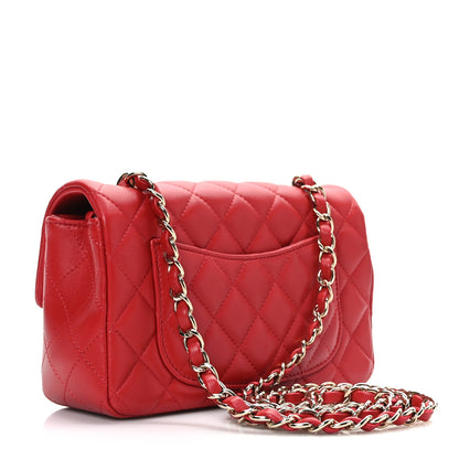 Chanel Lambskin Quilted Mini Rectangular Flap Red 3 of 9