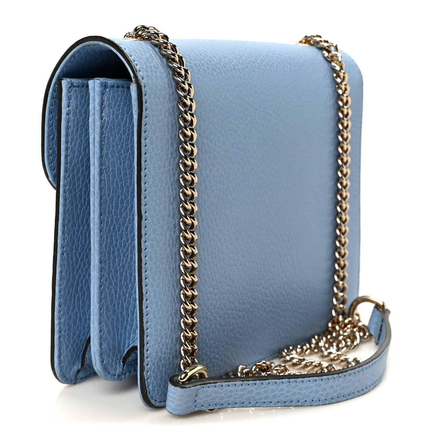 Dollar Calfskin Small Interlocking G Shoulder Bag Mineral Blue