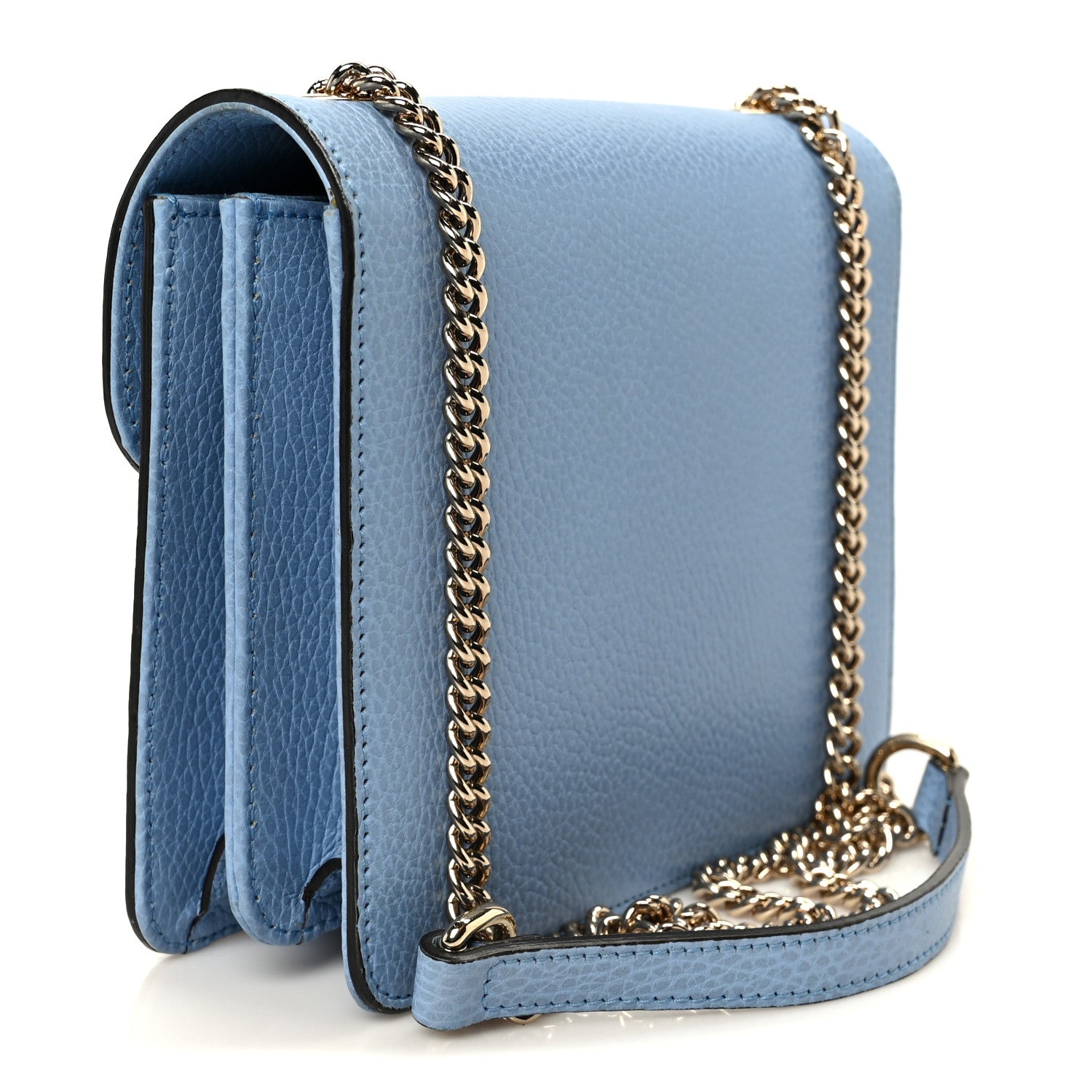 Gucci Dollar Calfskin Small Interlocking G Shoulder Bag Mineral Blue 2 of 10