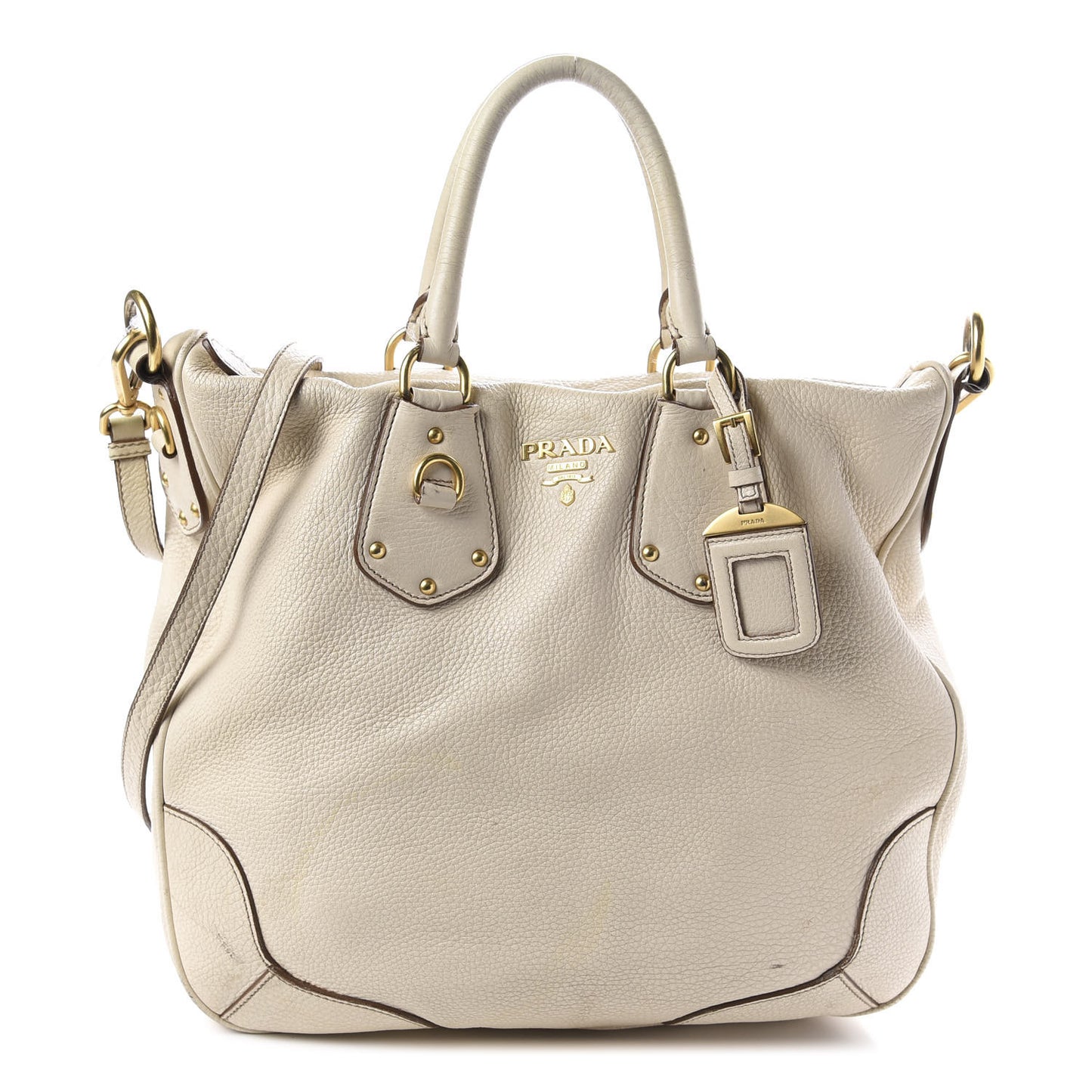 Vitello Daino Shoulder Bag Talco