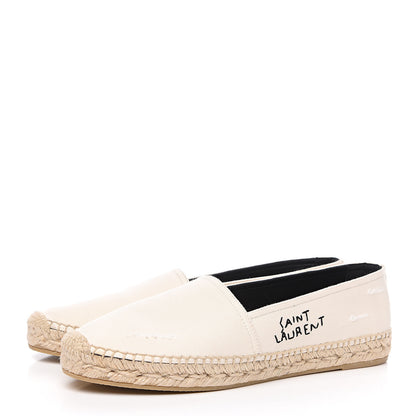 Saint Laurent Canvas Nappa Elba Light Logo Embroidered Espadrilles 41 Panna 3 of 8