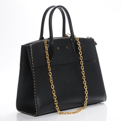 Louis Vuitton Calfskin Studded City Steamer MM Black 3 of 7