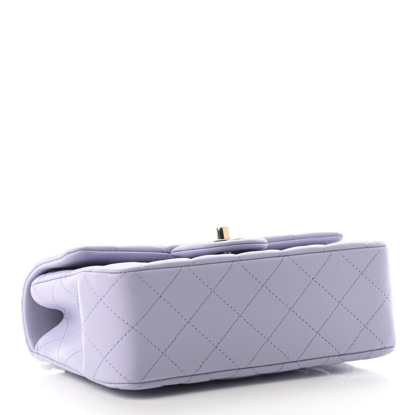 Lambskin Quilted Mini Top Handle Rectangular Flap Light Purple