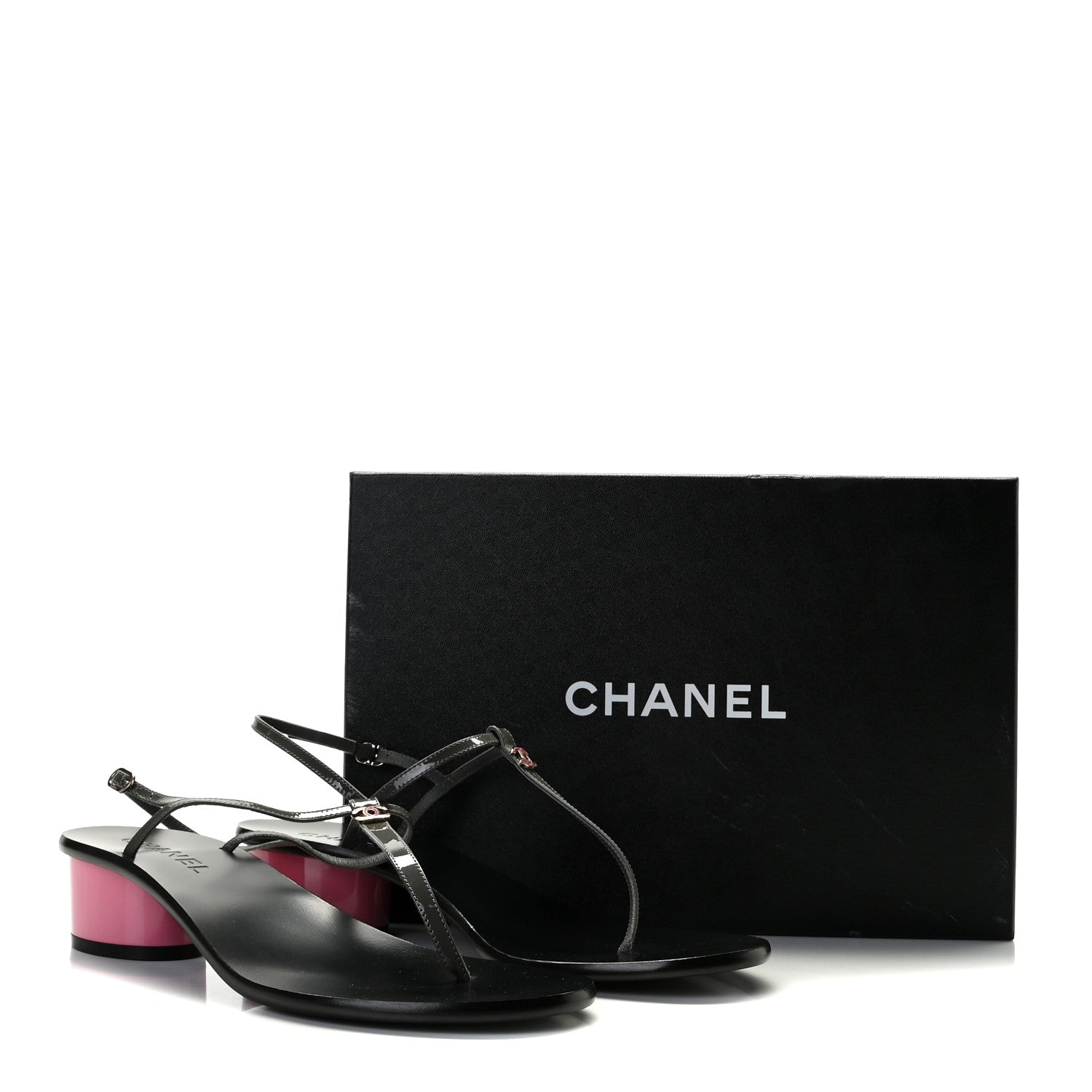 Chanel Patent CC Thong Sandals 40 Grey Pink 10 of 10
