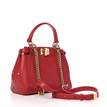 Fendi Nappa Crystal Stars Studded XS Peekaboo Iconic Satchel Fragola 2 of 10