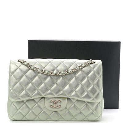 Chanel Metallic Lambskin Quilted Jumbo Double Flap Green 12 of 12