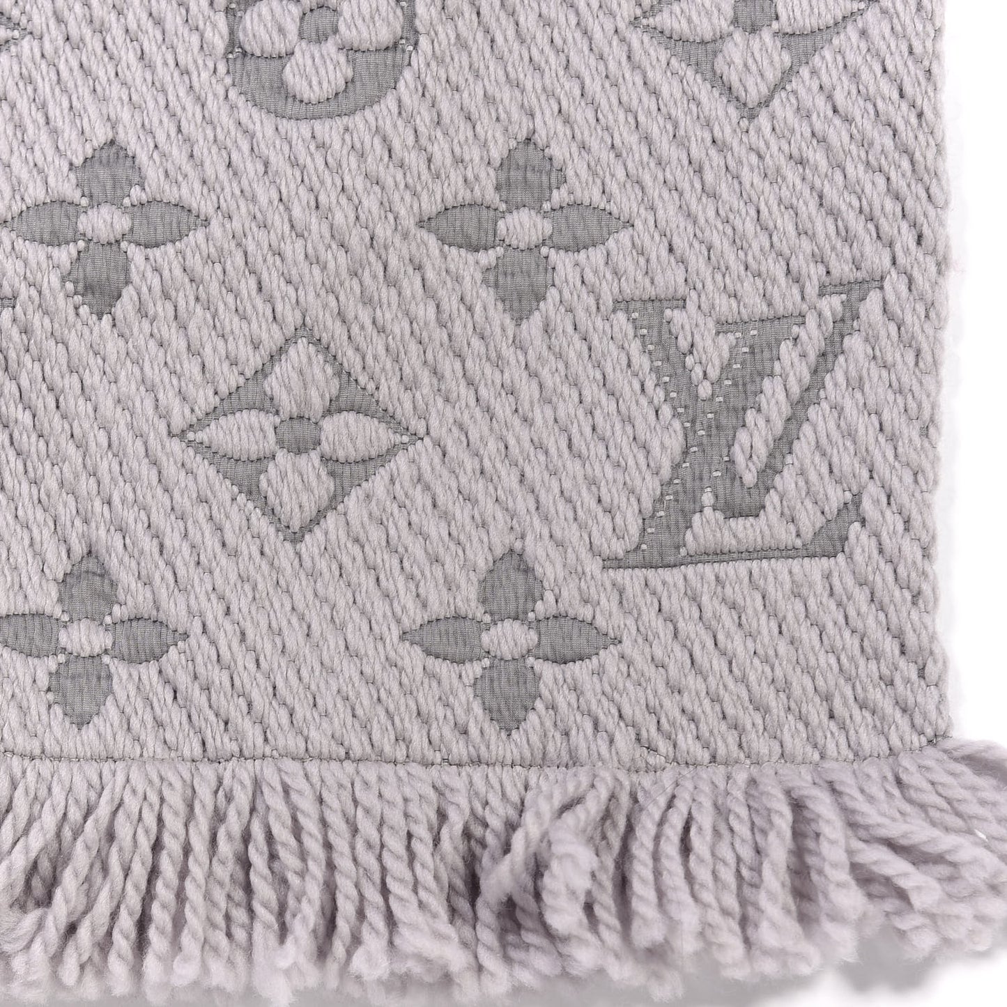 Wool Silk Logomania Scarf Pearl Grey