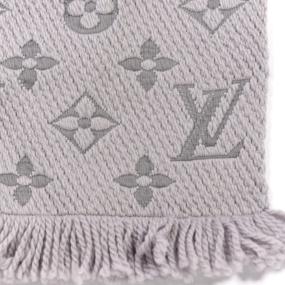 Louis Vuitton Wool Silk Logomania Scarf Pearl Grey 4 of 4