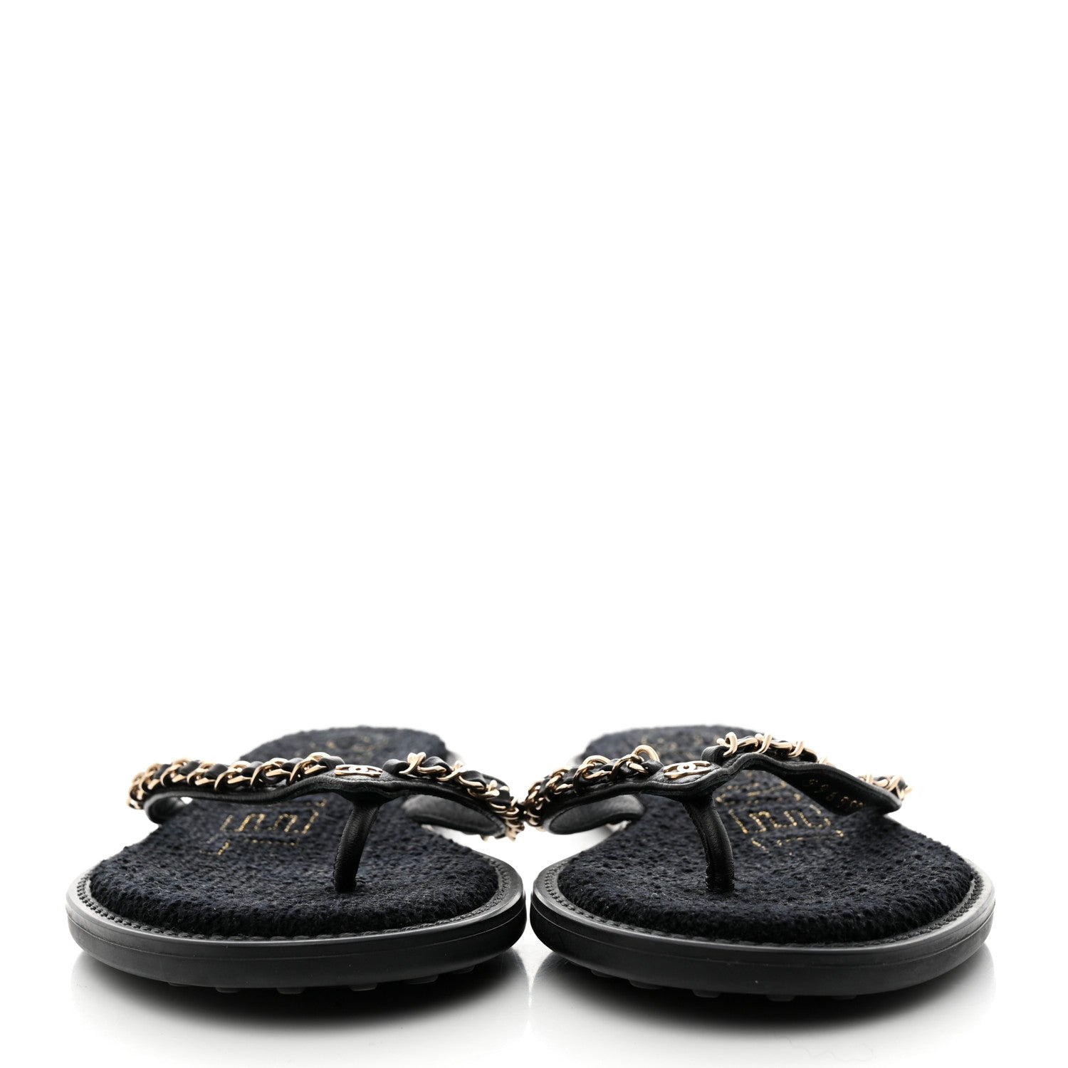 Chanel Lambskin CC Chain Thong Sandals 39 Black 2 of 8