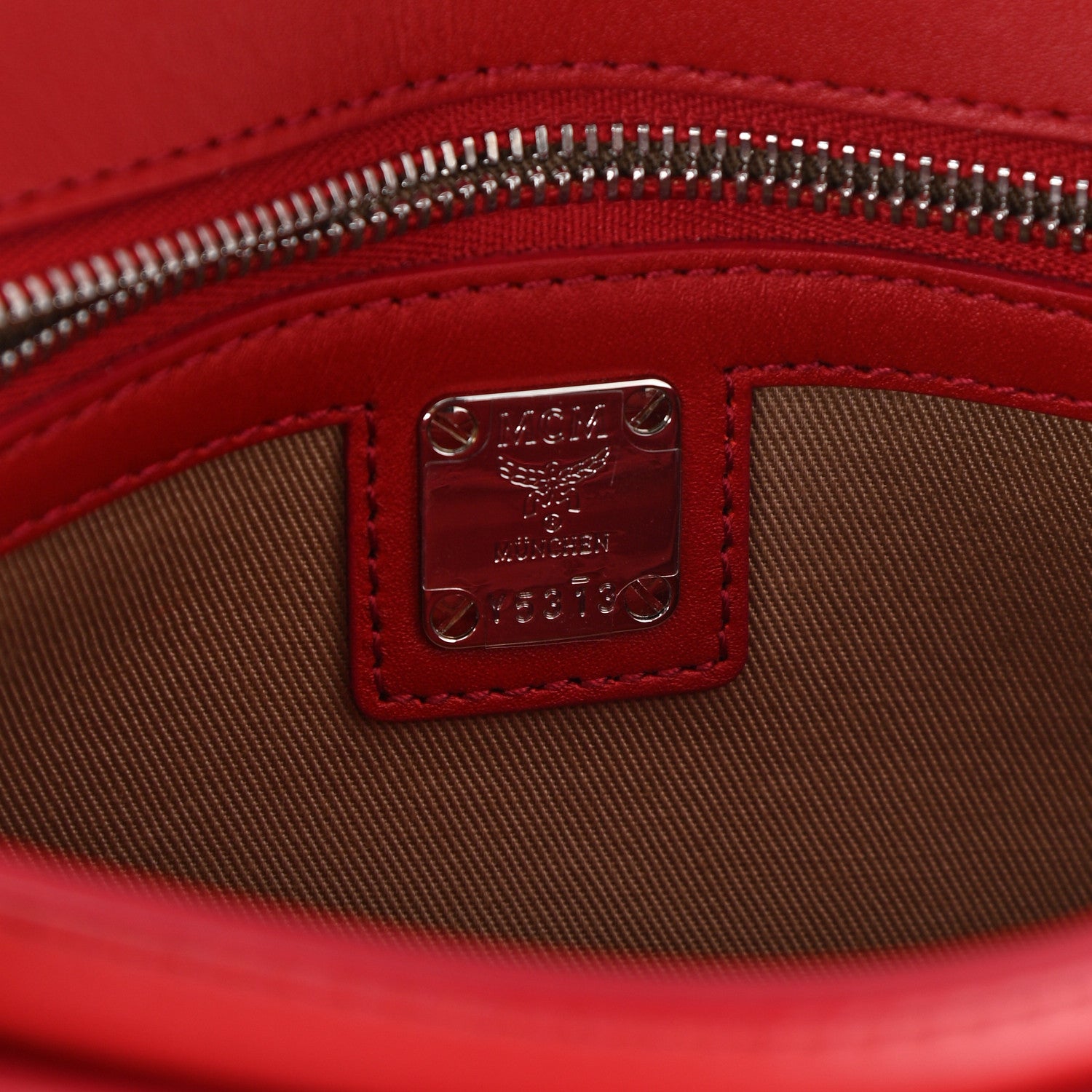 MCM Visetos Monogram Medium Millie Crossbody Bag Ruby Red 6 of 10