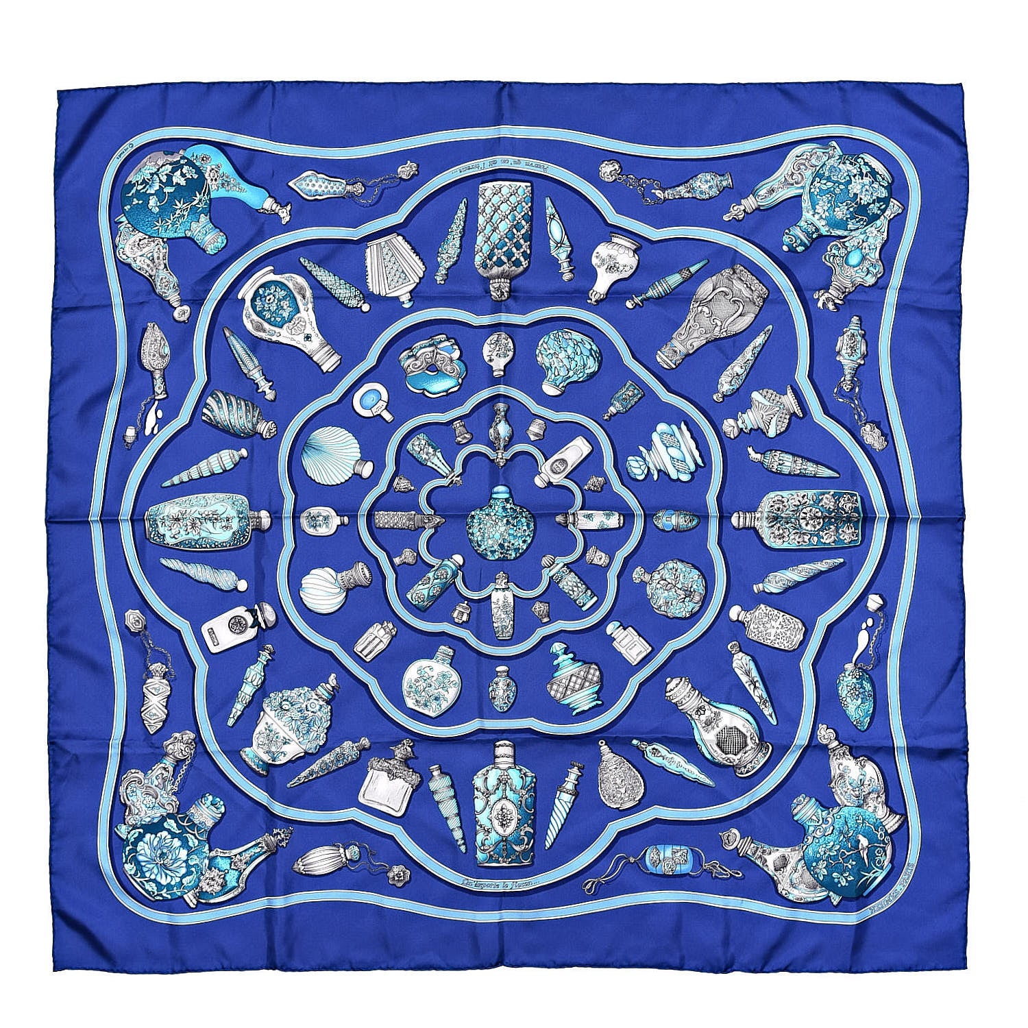 Hermes Silk Qu Importe Le Flacon Scarf 90 Bleu 1 of 4