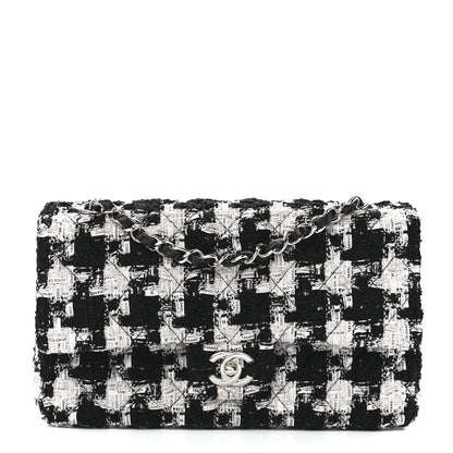 Chanel Tweed Quilted Medium Double Flap Black Ecru White 1 of 13