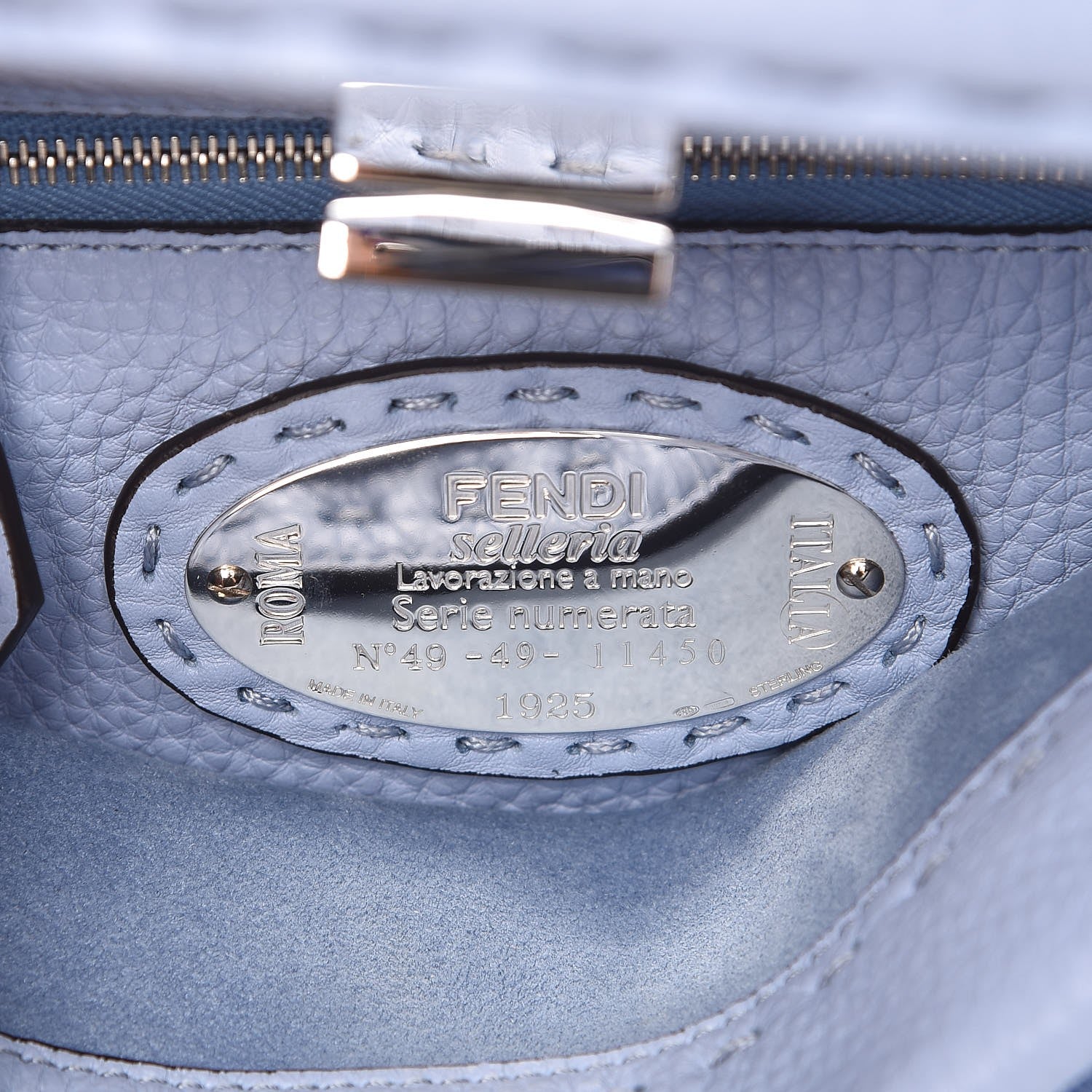 Fendi Cuoio Romano Selleria Mini Peekaboo Iconic Satchel Celeste Sky 7 of 8