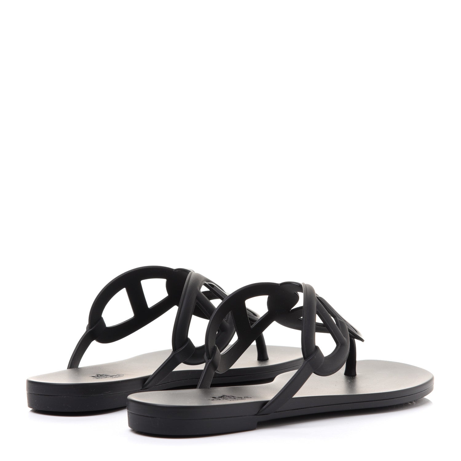 Hermes Rubber Womens Egerie Sandals 38 Black 4 of 8