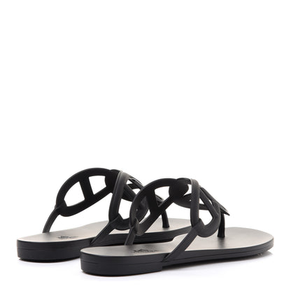 Hermes Rubber Womens Egerie Sandals 38 Black 4 of 8