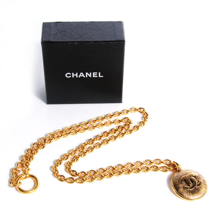 Chanel CC Sunburst Chain Pendant Long Necklace Gold 4 of 4