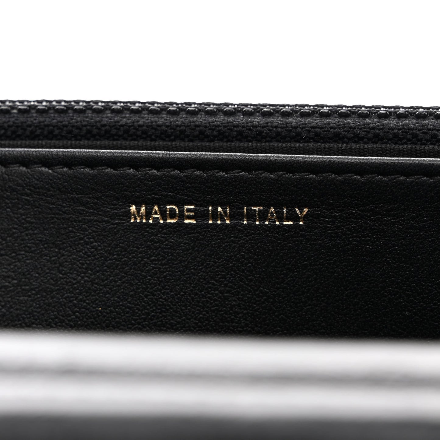 Aged Glazed Calfskin Stitched Golden Class CC Wallet on Chain WOC Black