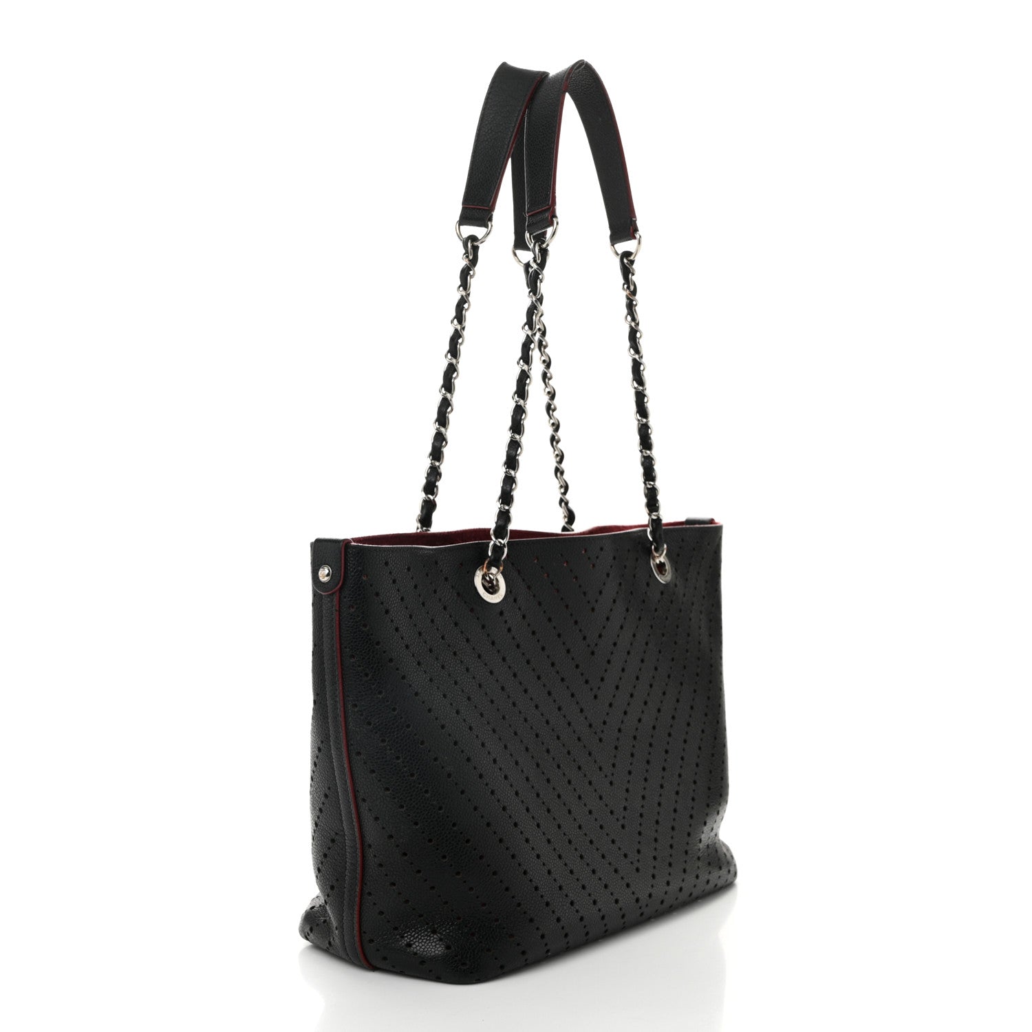 Chanel Perforated Grained Calfskin Large Shopping Tote Black 4 of 15