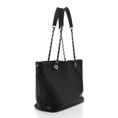 Chanel Perforated Grained Calfskin Large Shopping Tote Black 4 of 15