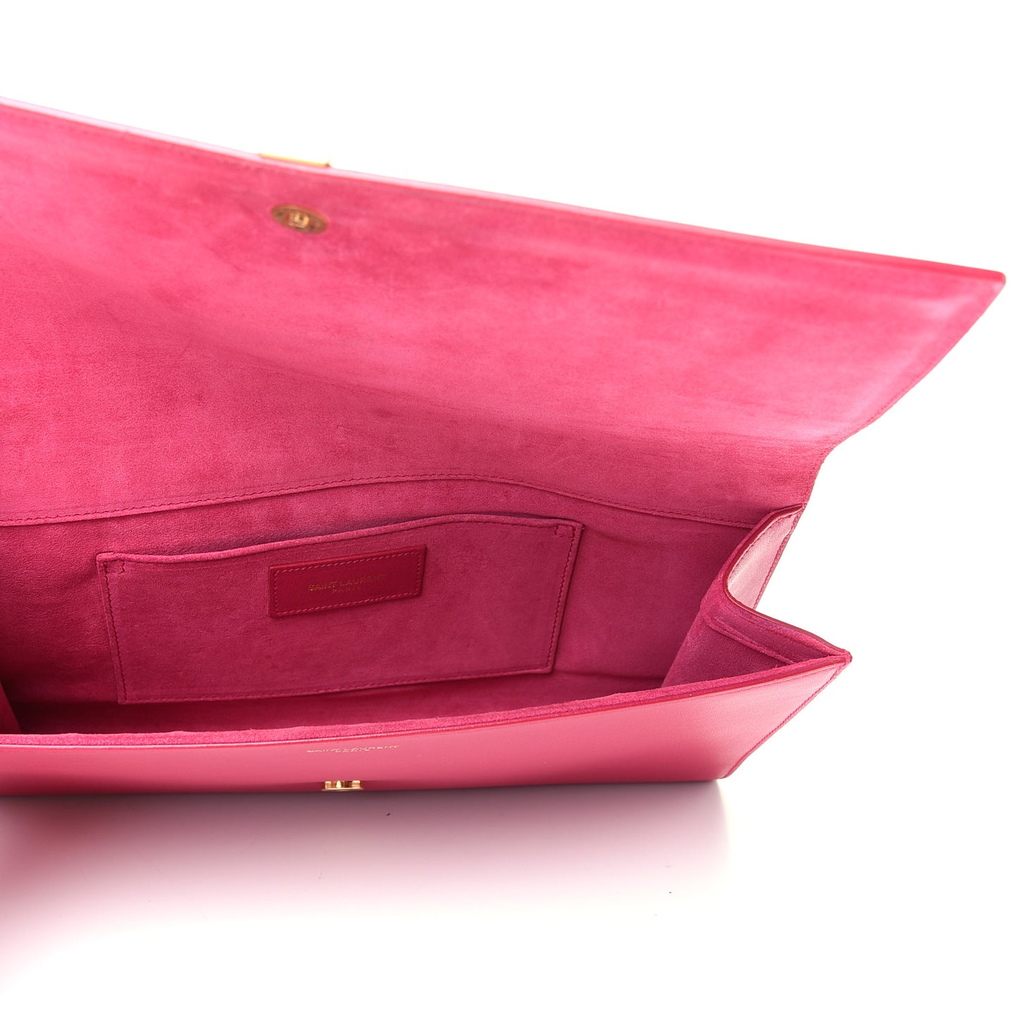 Calfskin Classic Y Ligne Clutch Fuchsia