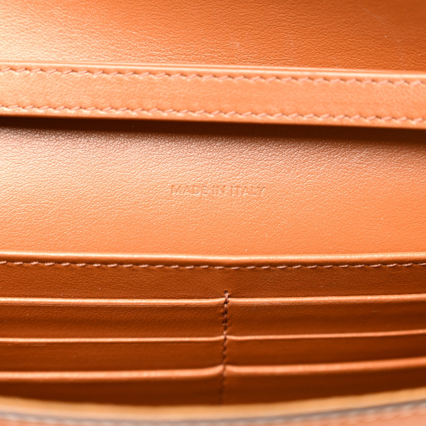 Triomphe Canvas Calfskin Wallet on Chain Tan