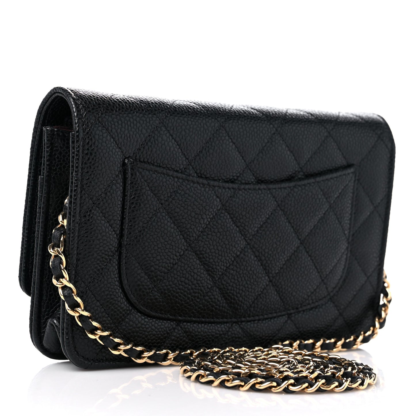 Caviar Quilted Wallet on Chain WOC Black