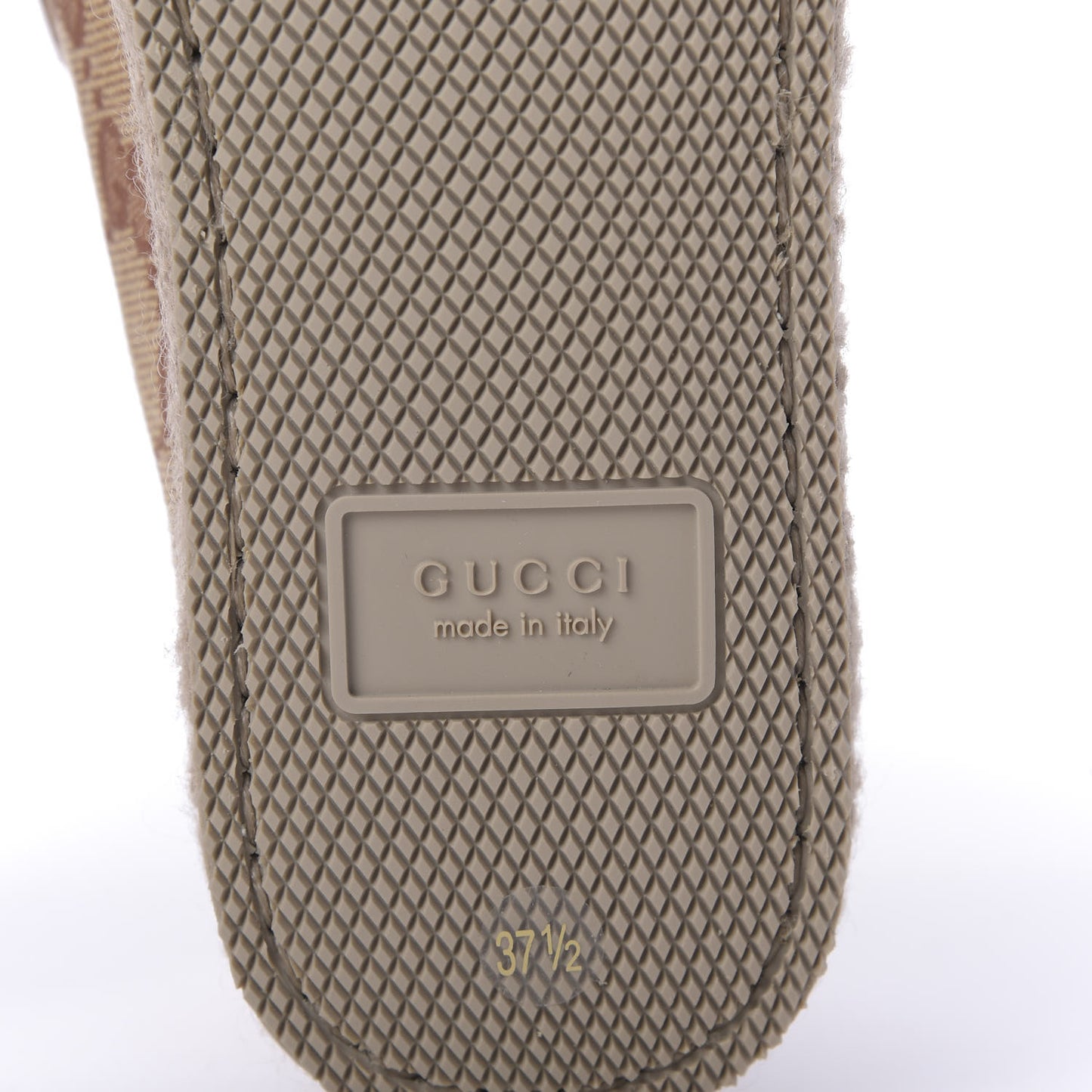 GG Monogram Womens Fria Horsebit Loafers 37.5 Beige Ruggine