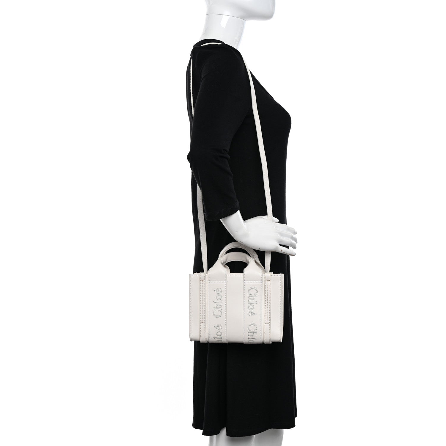 Chloe Calfskin Mini Woody Ribbon Tote White 2 of 10