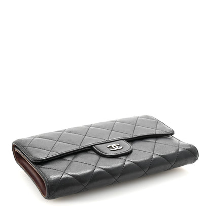 Chanel Lambskin Quilted Large Flap Wallet Black 4 of 8