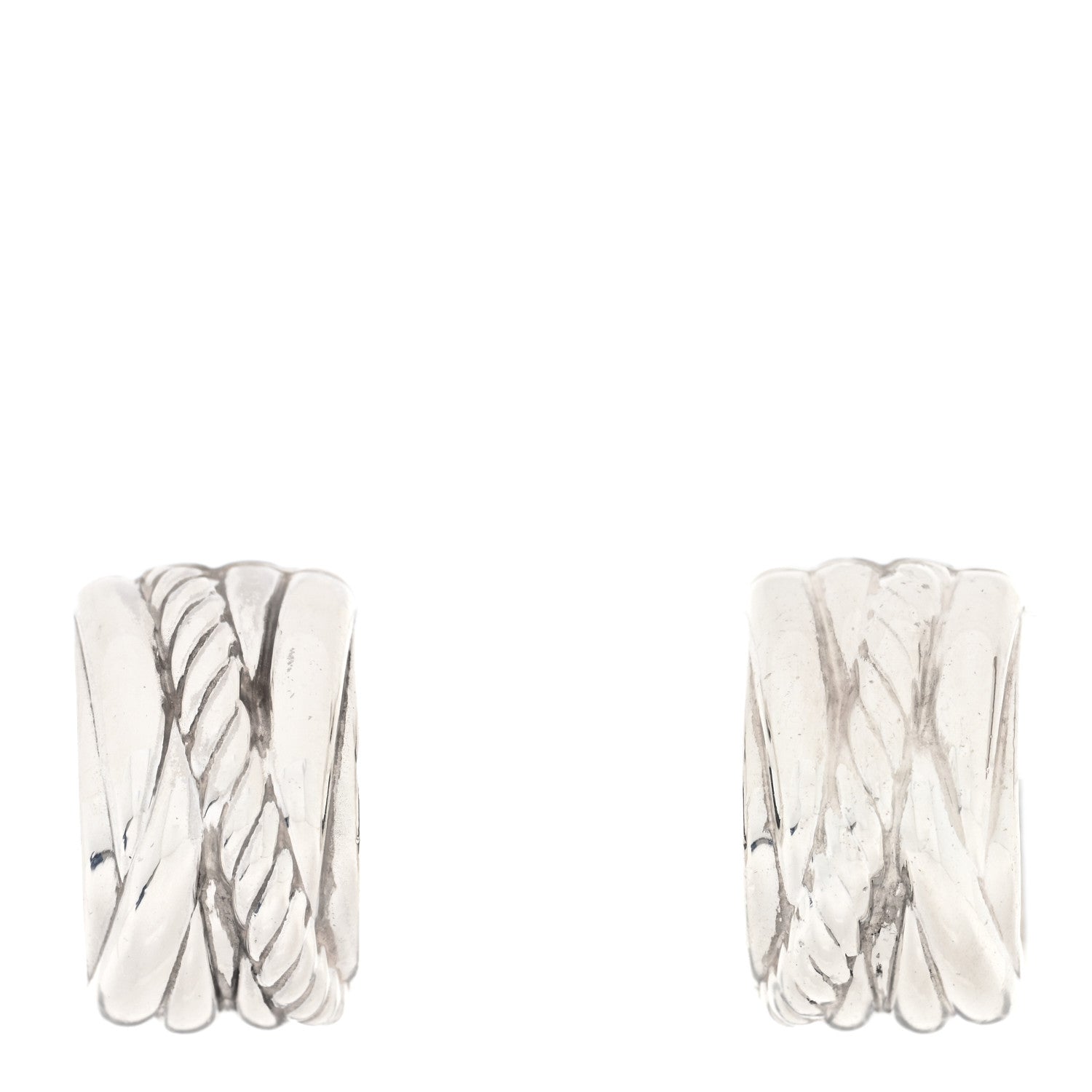 David Yurman Sterling Silver Crossover Huggie Earrings 1 of 4