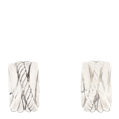 David Yurman Sterling Silver Crossover Huggie Earrings 1 of 4