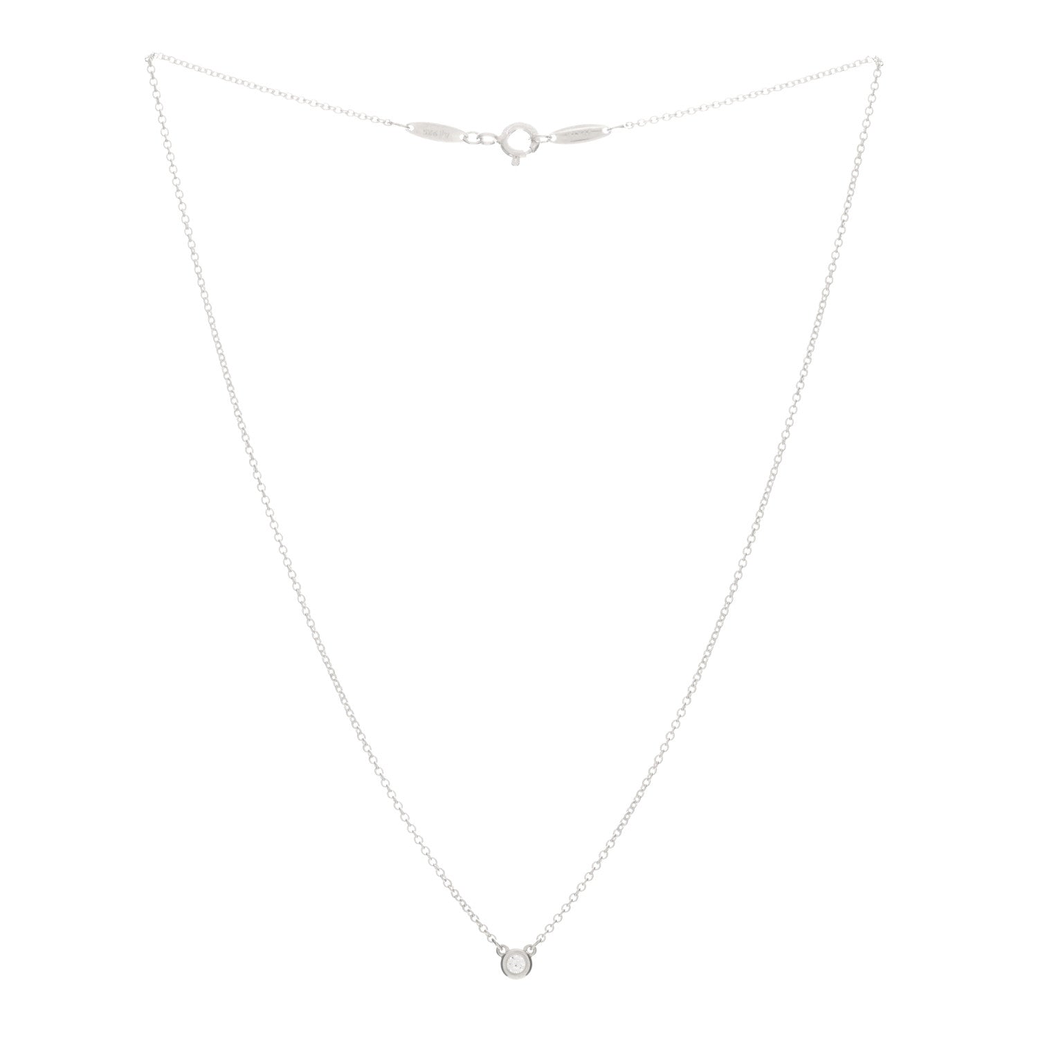 Tiffany Sterling Silver Diamond .07ct Elsa Peretti Diamonds by the Yard Pendant Necklace 2 of 3
