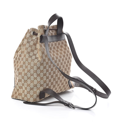 Gucci Monogram Dollar Calfskin O Drawstring Backpack Beige Ebony Testa di Moro Dark Chocolate 3 of 9