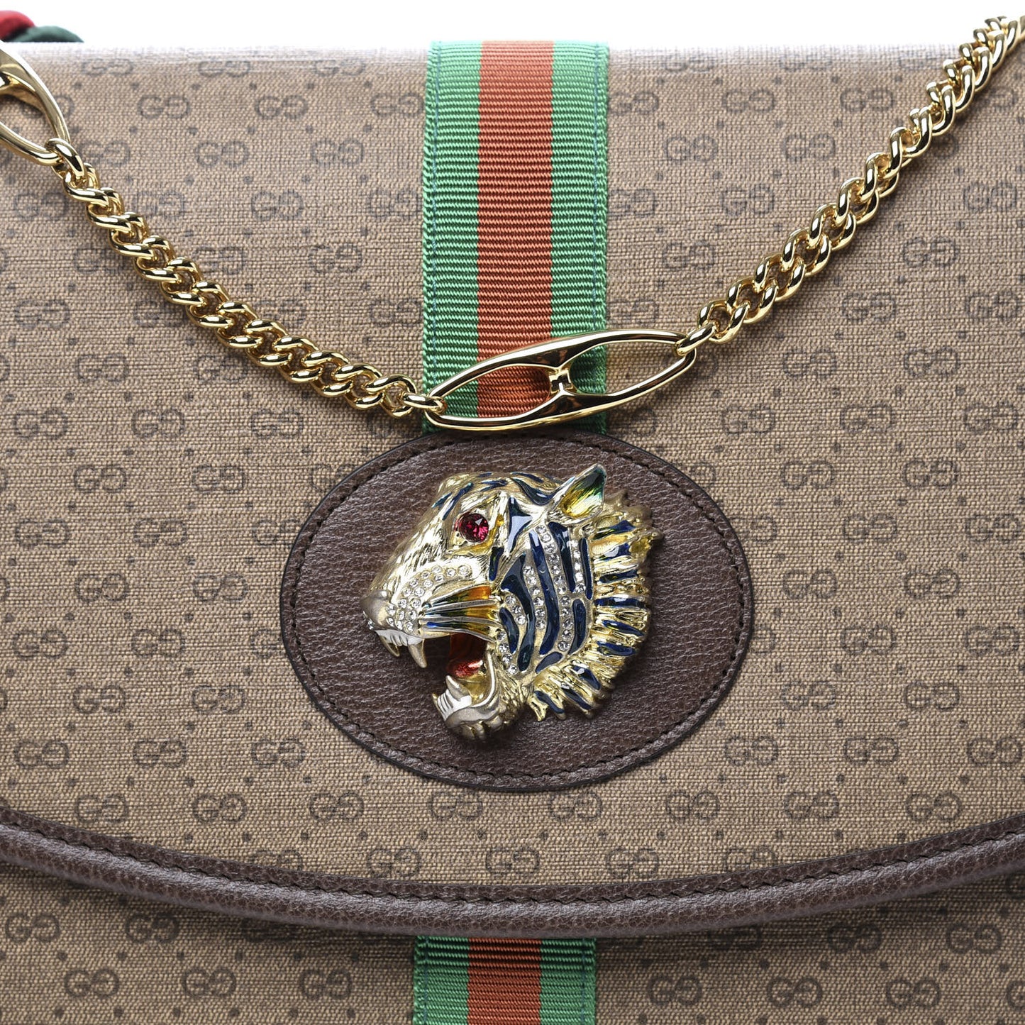 Mini Vintage GG Supreme Monogram Web Medium Rajah Slim Flap Shoulder Bag Beige New Acero