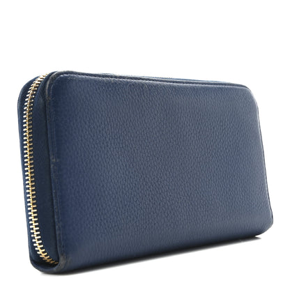 Prada Vitello Daino Metal Zip Around Wallet Blue 3 of 9