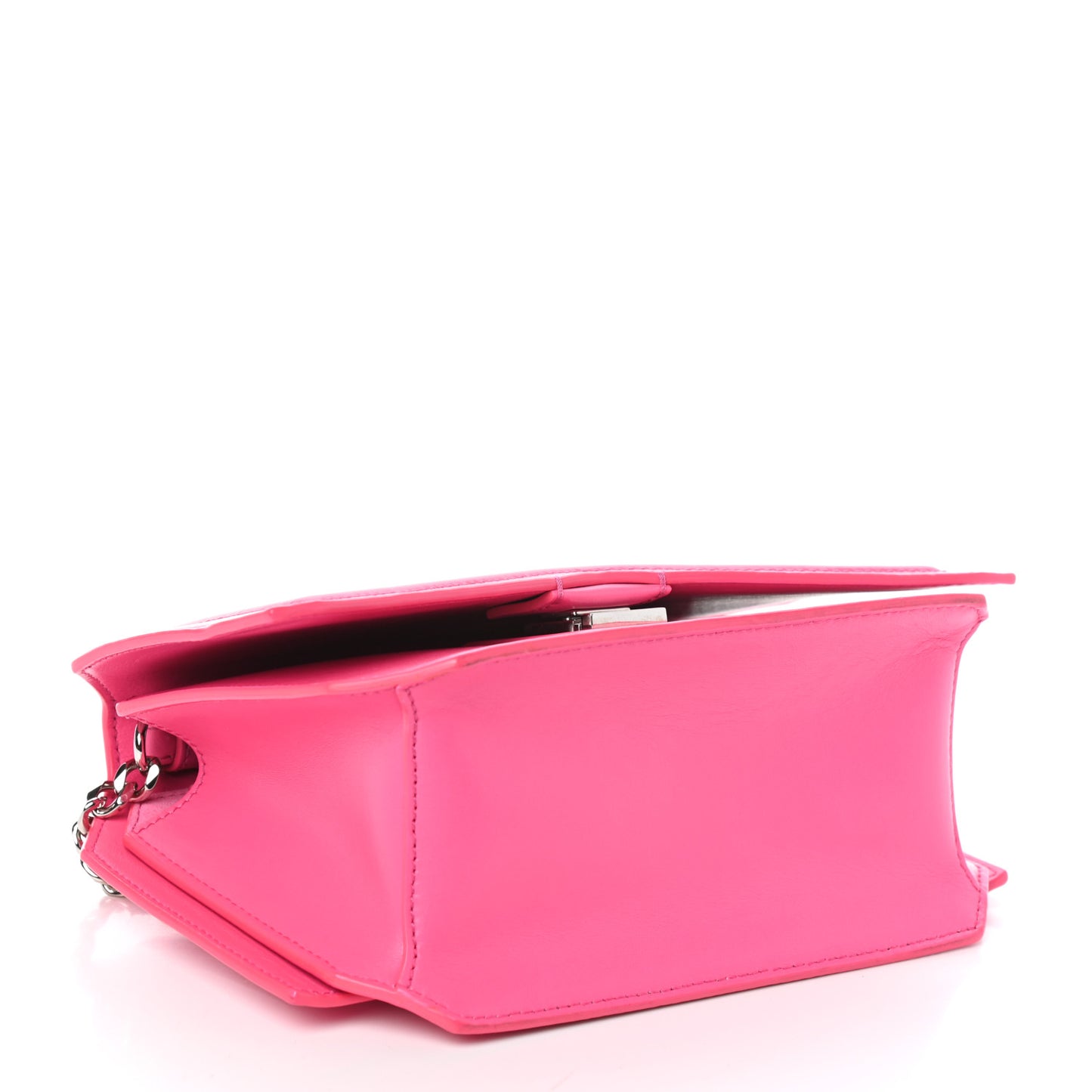 Calfskin Bow Cut Chain Wallet Fuchsia