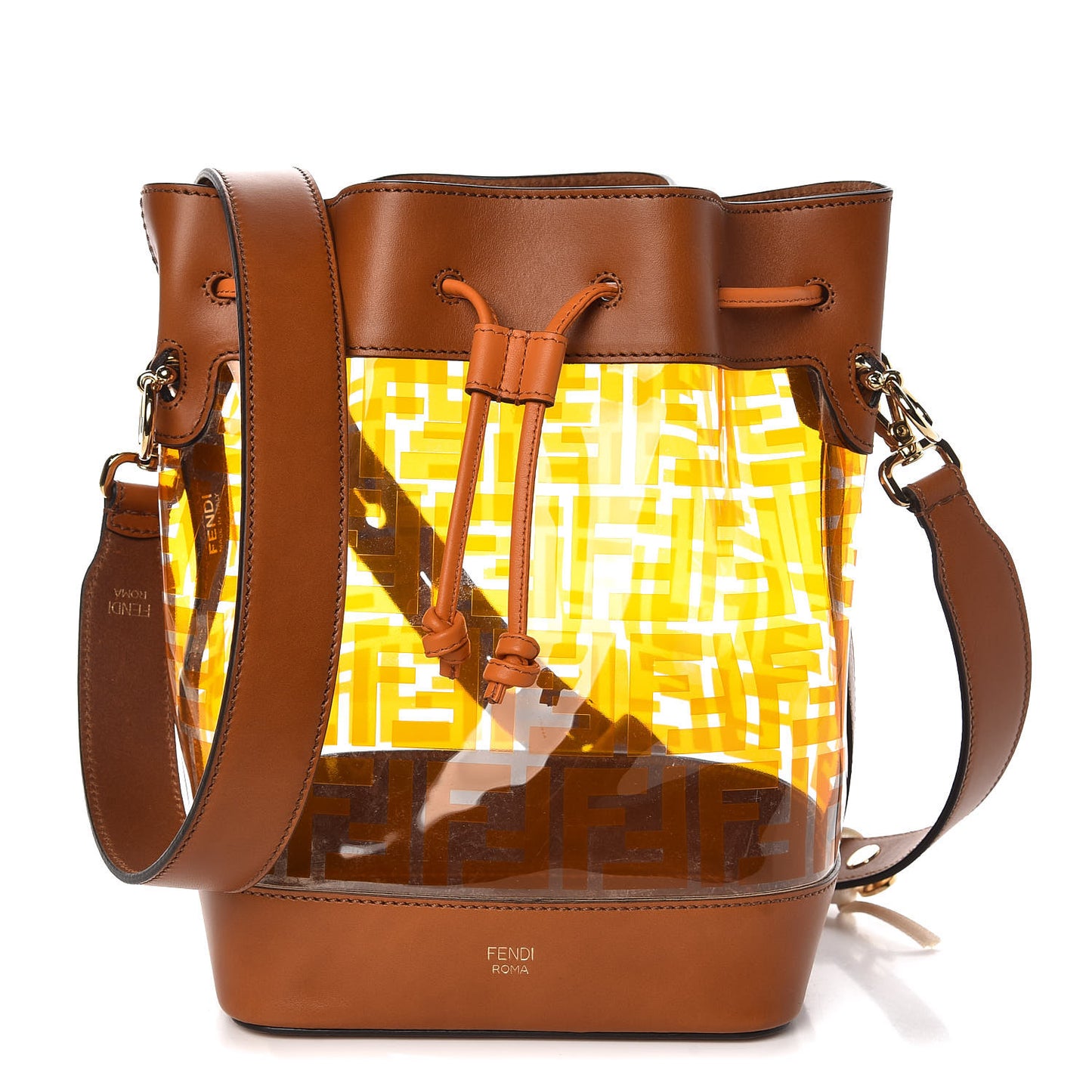 TPU FF Vitello Aura F is Fendi Grande Mon Tresor Bucket Bag Aranciata Cuoio